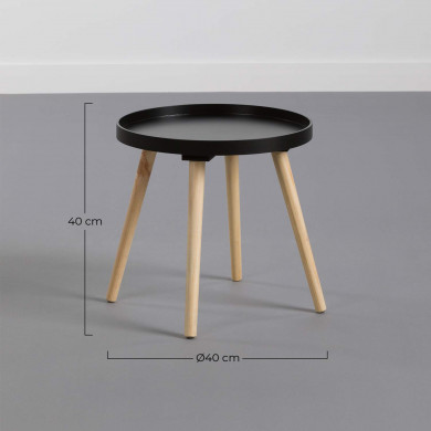 MESA AUXILIAR NEGRO/NATURAL 40XDN40CM THINIA HOME