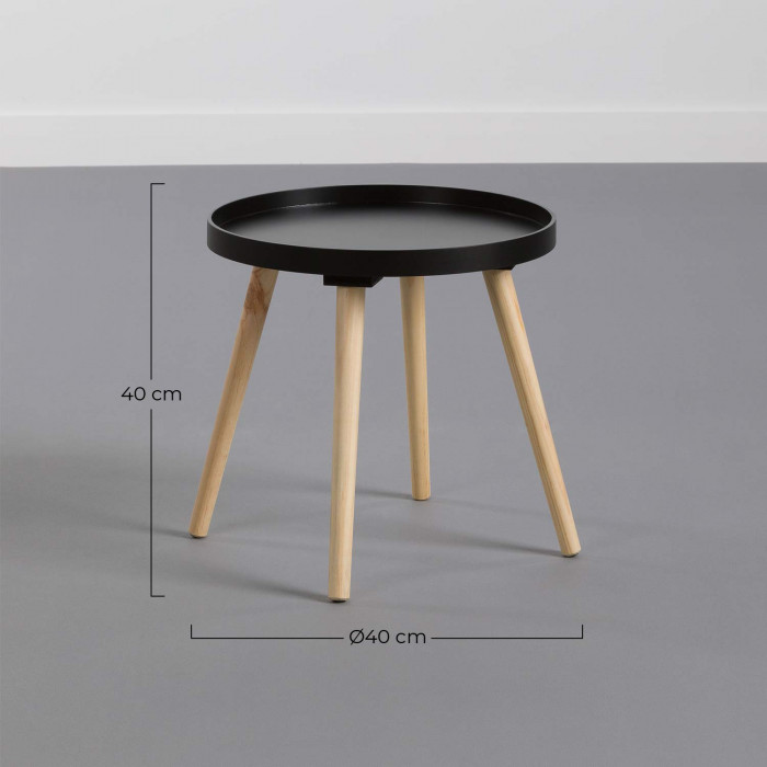 MESA AUXILIAR NEGRO/NATURAL 40XDN40CM THINIA HOME