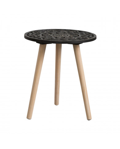 MESA AUXILIAR PATRON NEGRO/NATURAL 40xDN35CM THINIA HOME