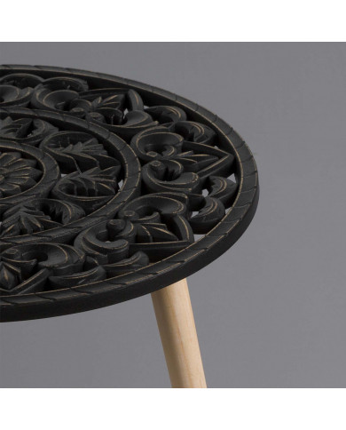 MESA AUXILIAR PATRON NEGRO/NATURAL 40xDN35CM THINIA HOME