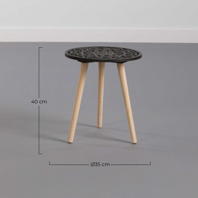 MESA AUXILIAR PATRON NEGRO/NATURAL 40xDN35CM THINIA HOME MESA AUXILIAR PATRON NEGRO/NATURAL 40xDN35CM THINIA HOME