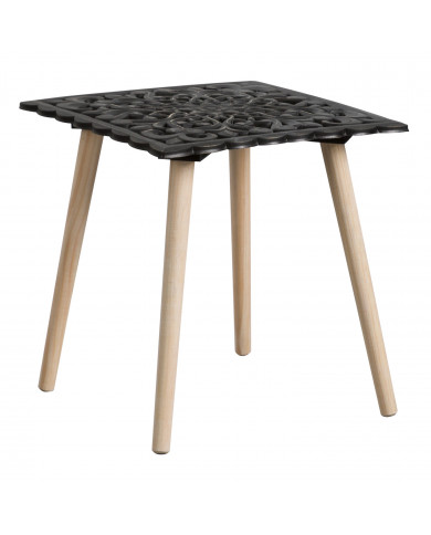 MESA AUXILIAR CUADRADA PATRON NEGRO/NATURAL 40X40 THINIA HOME