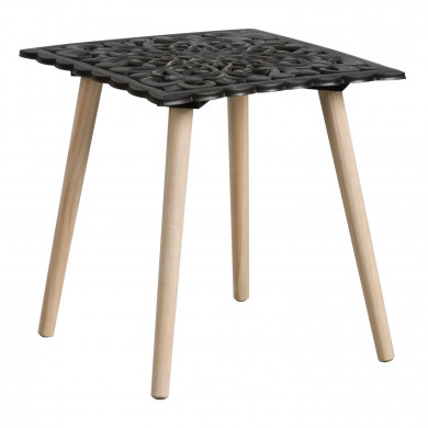MESA AUXILIAR CUADRADA PATRON NEGRO/NATURAL 40X40 THINIA HOME MESA AUXILIAR CUADRADA PATRON NEGRO/NATURAL 40X40 THINIA HOME