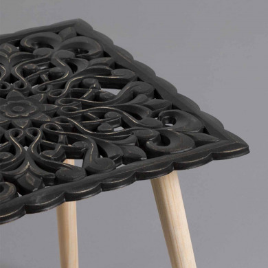 MESA AUXILIAR CUADRADA PATRON NEGRO/NATURAL 40X40 THINIA HOME MESA AUXILIAR CUADRADA PATRON NEGRO/NATURAL 40X40 THINIA HOME