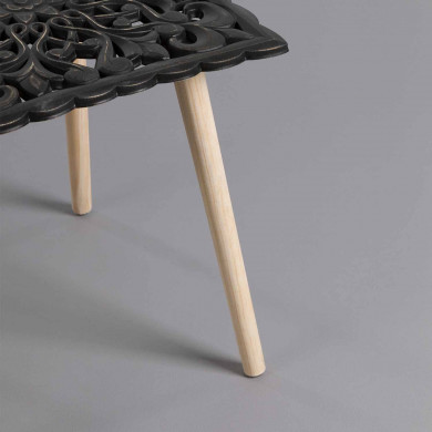 MESA AUXILIAR CUADRADA PATRON NEGRO/NATURAL 40X40 THINIA HOME MESA AUXILIAR CUADRADA PATRON NEGRO/NATURAL 40X40 THINIA HOME