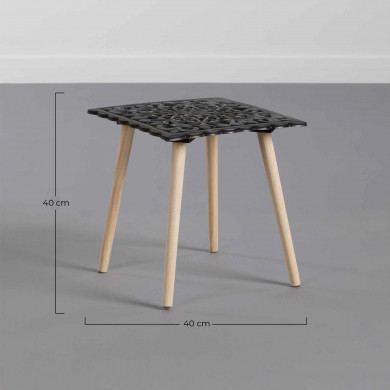 MESA AUXILIAR CUADRADA PATRON NEGRO/NATURAL 40X40 THINIA HOME MESA AUXILIAR CUADRADA PATRON NEGRO/NATURAL 40X40 THINIA HOME