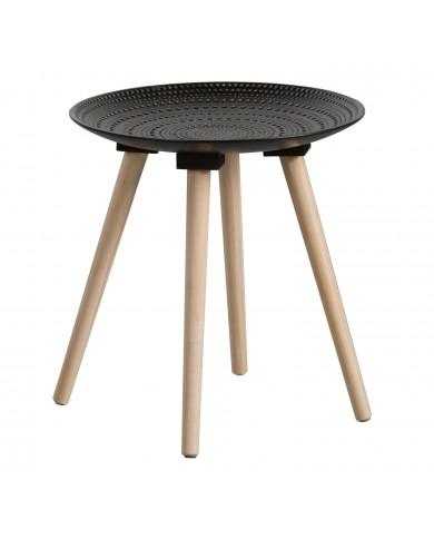 MESA AUXILIAR REDONDA NEGRO/NATURAL DN40X42CM THINIA HOME
