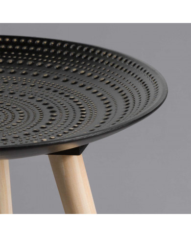 MESA AUXILIAR REDONDA NEGRO/NATURAL DN40X42CM THINIA HOME