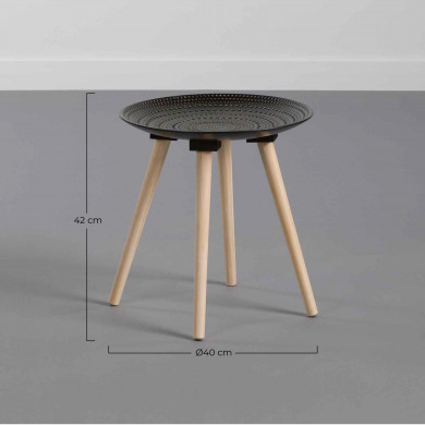 MESA AUXILIAR REDONDA NEGRO/NATURAL DN40X42CM THINIA HOME MESA AUXILIAR REDONDA NEGRO/NATURAL DN40X42CM THINIA HOME