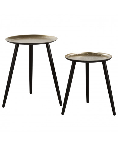 SET 2 MESAS AUXILIARES BASE METAL DORADO THINIA HOME