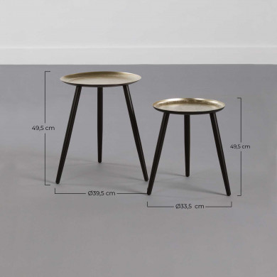 SET 2 MESAS AUXILIARES BASE METAL DORADO THINIA HOME SET 2 MESAS AUXILIARES BASE METAL DORADO THINIA HOME
