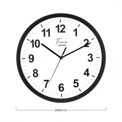RELOJ DE PARED NEGRO ESFERA BLANCA DN30.5 CJ.1 THINIA HOME