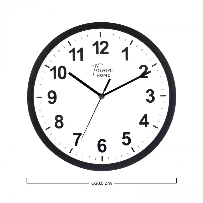 RELOJ DE PARED NEGRO ESFERA BLANCA DN30.5 CJ.1 THINIA HOME