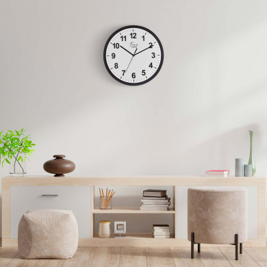RELOJ DE PARED NEGRO ESFERA BLANCA DN30.5 CJ.1 THINIA HOME