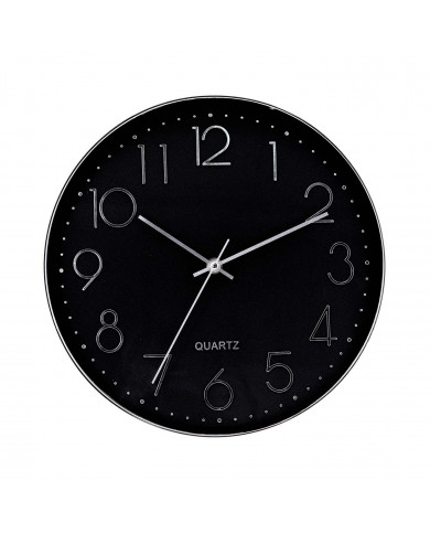 RELOJ DE PARED PLATEADO ESFERA NEGRA CON RELIEVE DN30 CJ.1 THINIA HOME