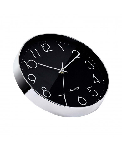 RELOJ DE PARED PLATEADO ESFERA NEGRA CON RELIEVE DN30 CJ.1 THINIA HOME