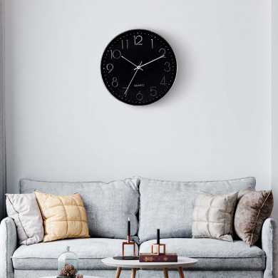 RELOJ DE PARED PLATEADO ESFERA NEGRA CON RELIEVE DN30 CJ.1 THINIA HOME RELOJ DE PARED PLATEADO ESFERA NEGRA CON RELIEVE DN30 CJ.1 THINIA HOME