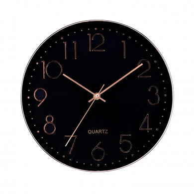 RELOJ DE PARED COLOR ORO ROSA ESFERA NEGRA CON RELIEVE DN30 CJ.1 THINIA HOME RELOJ DE PARED COLOR ORO ROSA ESFERA NEGRA CON RELIEVE DN30 CJ.1 THINIA HOME