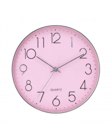 RELOJ DE PARED PLATEADO ESFERA ROSA CON RELIEVE DN30.5 CJ.1 THINIA HOME