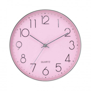 RELOJ DE PARED PLATEADO ESFERA ROSA CON RELIEVE DN30.5 CJ.1 THINIA HOME RELOJ DE PARED PLATEADO ESFERA ROSA CON RELIEVE DN30.5 CJ.1 THINIA HOME