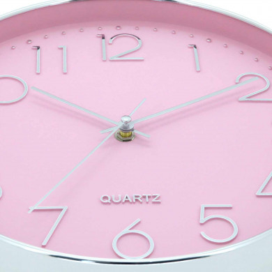 RELOJ DE PARED PLATEADO ESFERA ROSA CON RELIEVE DN30.5 CJ.1 THINIA HOME RELOJ DE PARED PLATEADO ESFERA ROSA CON RELIEVE DN30.5 CJ.1 THINIA HOME