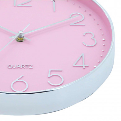 RELOJ DE PARED PLATEADO ESFERA ROSA CON RELIEVE DN30.5 CJ.1 THINIA HOME RELOJ DE PARED PLATEADO ESFERA ROSA CON RELIEVE DN30.5 CJ.1 THINIA HOME