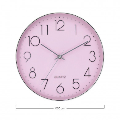 RELOJ DE PARED PLATEADO ESFERA ROSA CON RELIEVE DN30.5 CJ.1 THINIA HOME RELOJ DE PARED PLATEADO ESFERA ROSA CON RELIEVE DN30.5 CJ.1 THINIA HOME