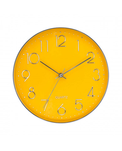 RELOJ DE PARED PLATEADO ESFERA NARANJA CON RELIEVE DN30.5 CJ.1 THINIA HOME