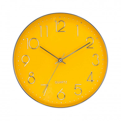 RELOJ DE PARED PLATEADO ESFERA NARANJA CON RELIEVE DN30.5 CJ.1 THINIA HOME RELOJ DE PARED PLATEADO ESFERA NARANJA CON RELIEVE DN30.5 CJ.1 THINIA HOME