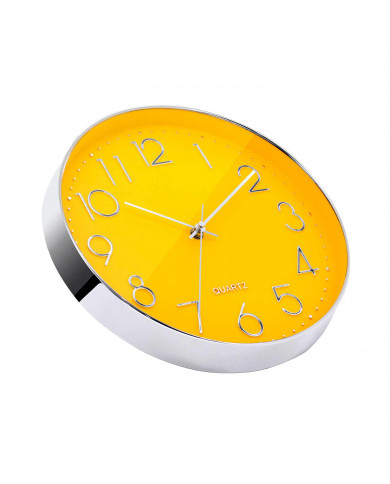 RELOJ DE PARED PLATEADO ESFERA NARANJA CON RELIEVE DN30.5 CJ.1 THINIA HOME