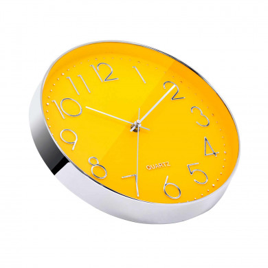 RELOJ DE PARED PLATEADO ESFERA NARANJA CON RELIEVE DN30.5 CJ.1 THINIA HOME RELOJ DE PARED PLATEADO ESFERA NARANJA CON RELIEVE DN30.5 CJ.1 THINIA HOME