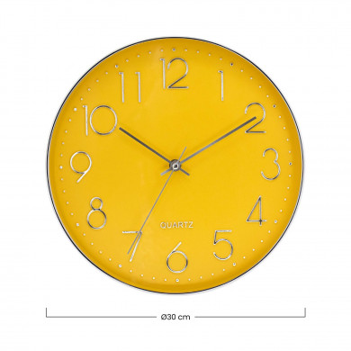 RELOJ DE PARED PLATEADO ESFERA NARANJA CON RELIEVE DN30.5 CJ.1 THINIA HOME RELOJ DE PARED PLATEADO ESFERA NARANJA CON RELIEVE DN30.5 CJ.1 THINIA HOME