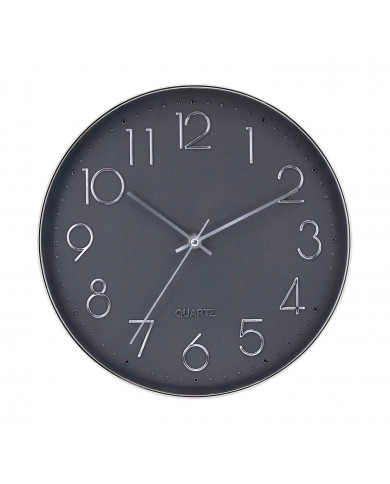 RELOJ DE PARED PLATEADO ESFERA GRIS CON RELIEVE DN30 CJ.1 THINIA HOME