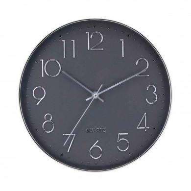 RELOJ DE PARED PLATEADO ESFERA GRIS CON RELIEVE DN30 CJ.1 THINIA HOME RELOJ DE PARED PLATEADO ESFERA GRIS CON RELIEVE DN30 CJ.1 THINIA HOME