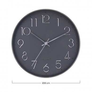 RELOJ DE PARED PLATEADO ESFERA GRIS CON RELIEVE DN30 CJ.1 THINIA HOME RELOJ DE PARED PLATEADO ESFERA GRIS CON RELIEVE DN30 CJ.1 THINIA HOME