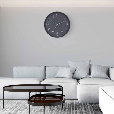 RELOJ DE PARED PLATEADO ESFERA GRIS CON RELIEVE DN30 CJ.1 THINIA HOME RELOJ DE PARED PLATEADO ESFERA GRIS CON RELIEVE DN30 CJ.1 THINIA HOME
