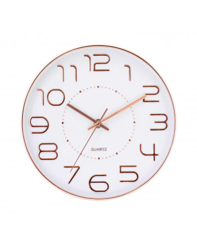 RELOJ DE PARED COLOR ORO ROSA ESFERA BLANCA RELIEVE DN25 CM CJ.1 THINIA HOME