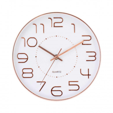 RELOJ DE PARED COLOR ORO ROSA ESFERA BLANCA RELIEVE DN25 CM CJ.1 THINIA HOME
