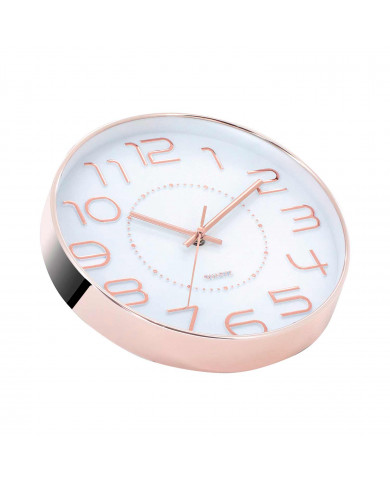 RELOJ DE PARED COLOR ORO ROSA ESFERA BLANCA RELIEVE DN25 CM CJ.1 THINIA HOME
