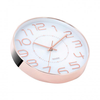 RELOJ DE PARED COLOR ORO ROSA ESFERA BLANCA RELIEVE DN25 CM CJ.1 THINIA HOME