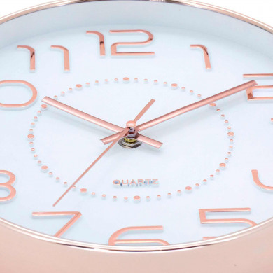 RELOJ DE PARED COLOR ORO ROSA ESFERA BLANCA RELIEVE DN25 CM CJ.1 THINIA HOME