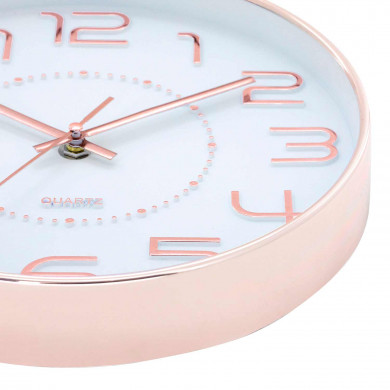 RELOJ DE PARED COLOR ORO ROSA ESFERA BLANCA RELIEVE DN25 CM CJ.1 THINIA HOME