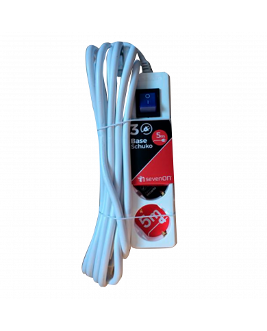 BASE 3 TOMAS C/INT 3X1,5mm 5M BLANCA 7hSevenOn CL.1