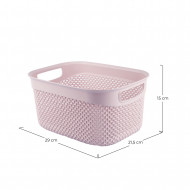 CESTA RESINA RECTANGULAR ROSA (29x21,5x15cm) 6.6L 7HOUSE