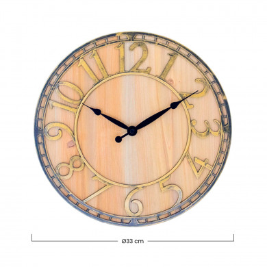 RELOJ DE PARED MADERA Y METAL DORADO DN33 CJ.1 THINIA HOME RELOJ DE PARED MADERA Y METAL DORADO DN33 CJ.1 THINIA HOME