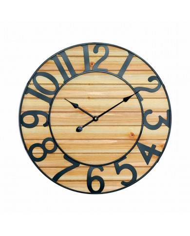 RELOJ DE PARED MADERA CLARA METAL NEGRO DN60 CJ.1 THINIA HOME