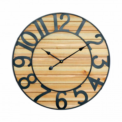 RELOJ DE PARED MADERA CLARA METAL NEGRO DN60 CJ.1 THINIA HOME