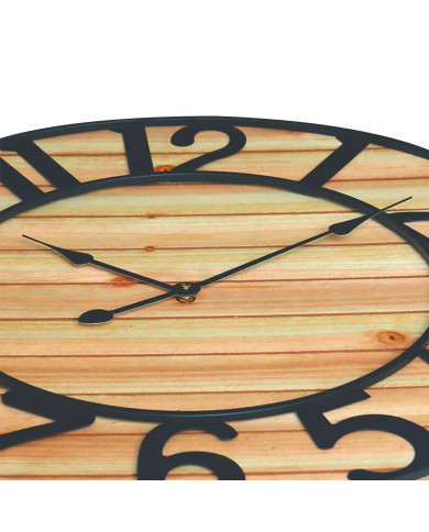 RELOJ DE PARED MADERA CLARA METAL NEGRO DN60 CJ.1 THINIA HOME
