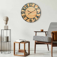 RELOJ DE PARED MADERA CLARA METAL NEGRO DN60 CJ.1 THINIA HOME