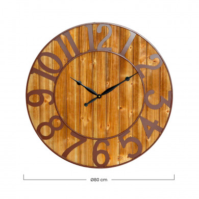 RELOJ DE PARED MADERA METAL MARRÓN DN80 CJ.1 THINIA HOME